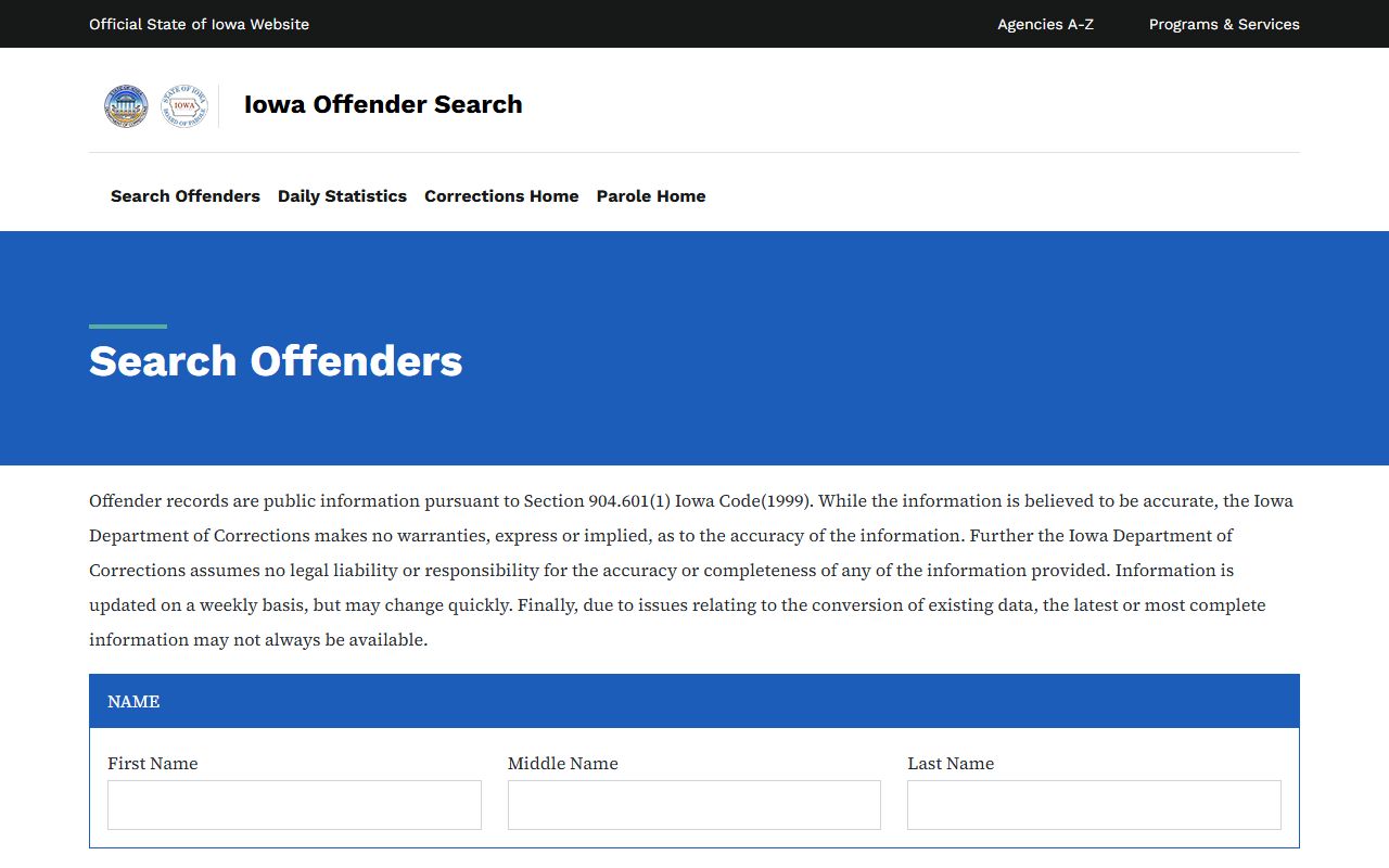 Iowa DOC offender search for Shelby County inmate population