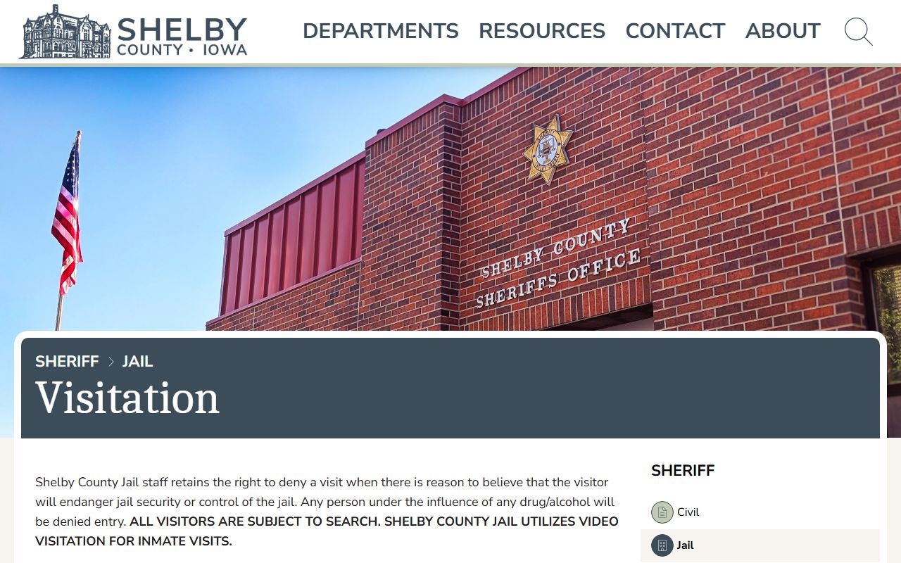 Shelby County Jail video visitation schedule for inmate visits